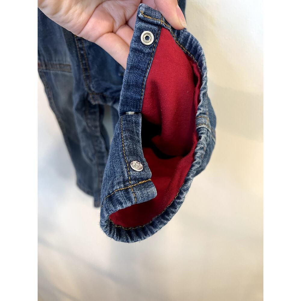 Vintage Gymboree Denim Overalls Baby 6-12M Red Lined Classic Toddler Jean - Picture 3 of 4